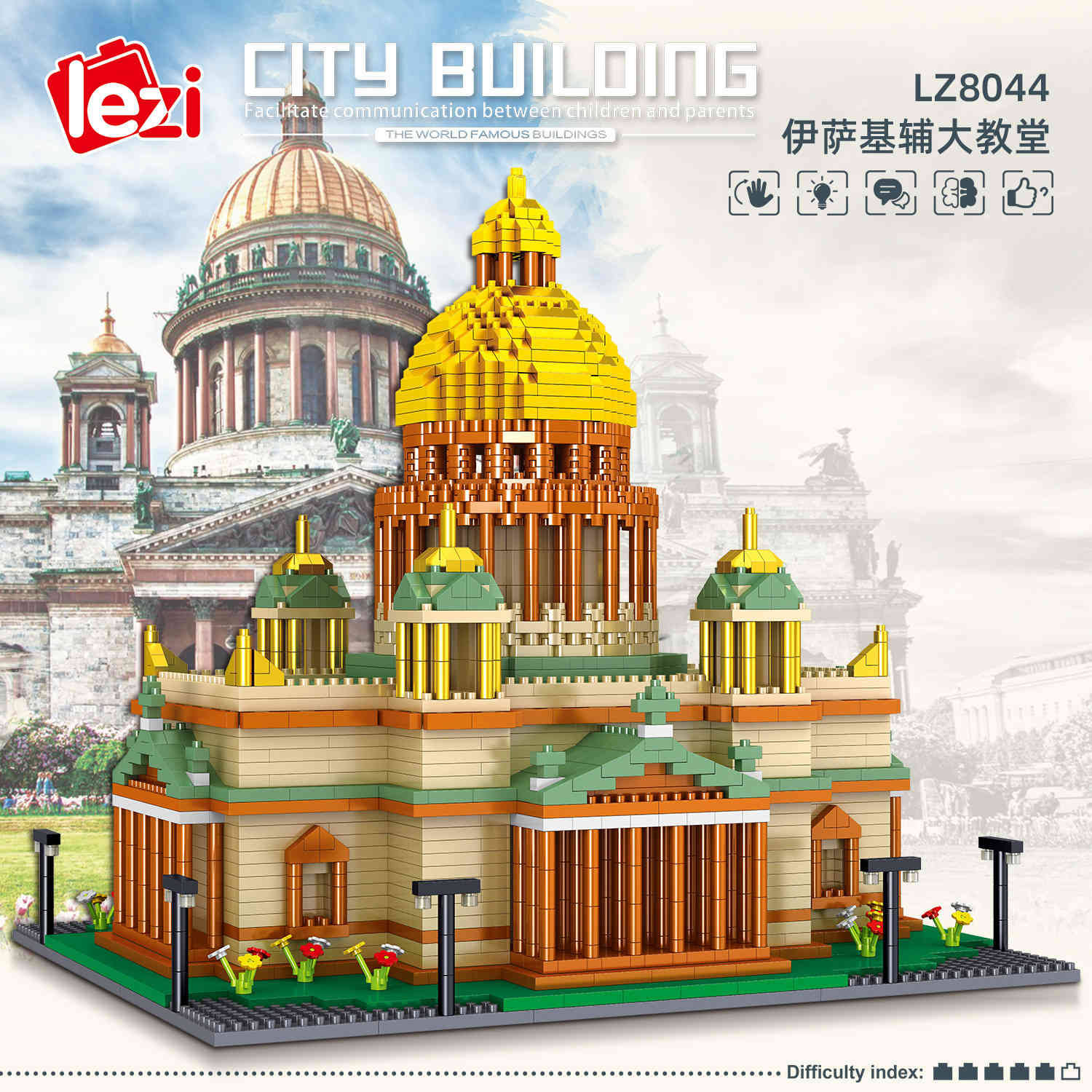 

Creative 3104pcs Isa Kiev Cathedral Russia Architecture 3D Model DIY Mini Diamond Building Blocks Bricks Toys for Children Gift X0503