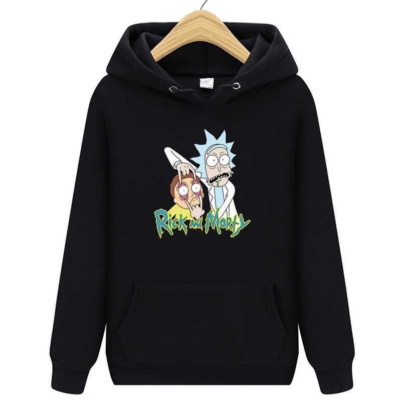 

hoodiesNew Hoodie Rick and Morty printed casual men's fleece fashion hip hop sweater, Black