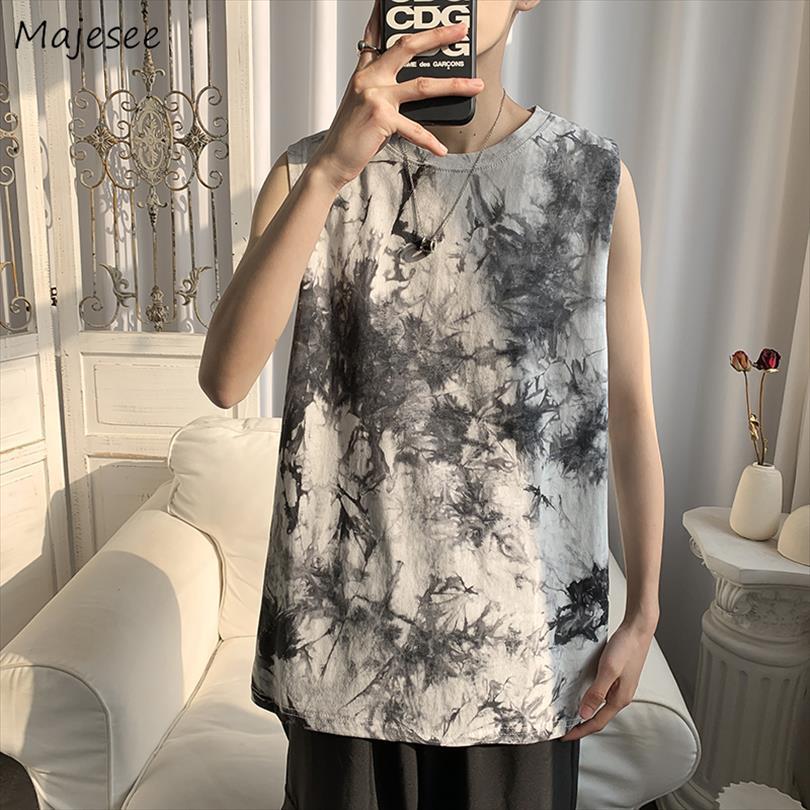 

men tanks o neck sleeveless summer males tees loose workout trendy couples simple versatile beach all match korean style, White;black