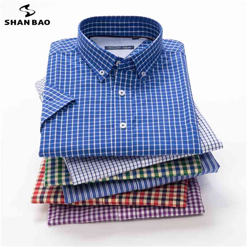 

Summer Men's Classic Plaid Short Sleeve Shirt High Quality 100% Cotton Lightweight and Comfortable Youth Fashion Shirt 210708, 550012