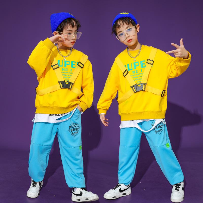 

Clothing Sets Boys Hip Hop Joggers Girls Cool Sweatshirt Kids Sport Pants Street Dance Clothes Jazz Outfits Child Costume Streetwear, Blue pant
