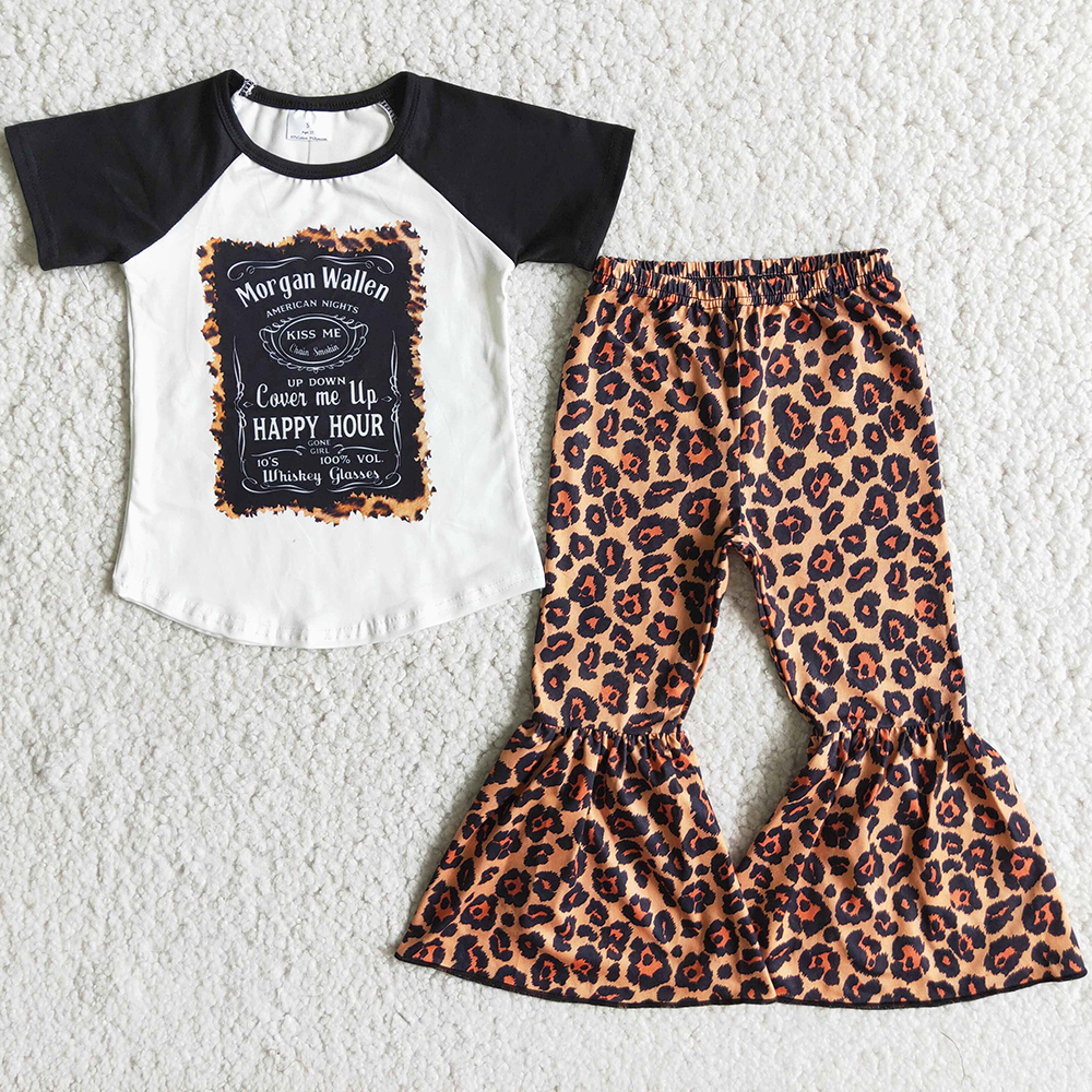 

Wholesale Kids Designer Clothes Girl Sets Bell Bottom Pants Fashion Baby Girls Boutique Clothing Fall Outfit Short Sleeve Toddler Kid Children Outfits, Ivory