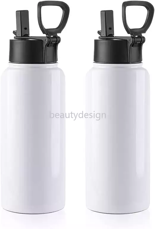

Sublimation Blank Tumbler 32 OZ White Vacuum Flask Stainless Steel Sports Wide Mouth Water Bottle with Straw and Portable Handle FY4965 EE