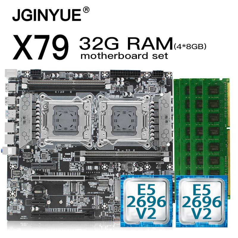

Motherboards JGINYUE X79 Dual CPU Motherboard LGA 2011 Set Kit With Xeon E5 2696 V2*2 Processor And DDR3 32GB(4*8GB) REG ECC Memory X79-D4