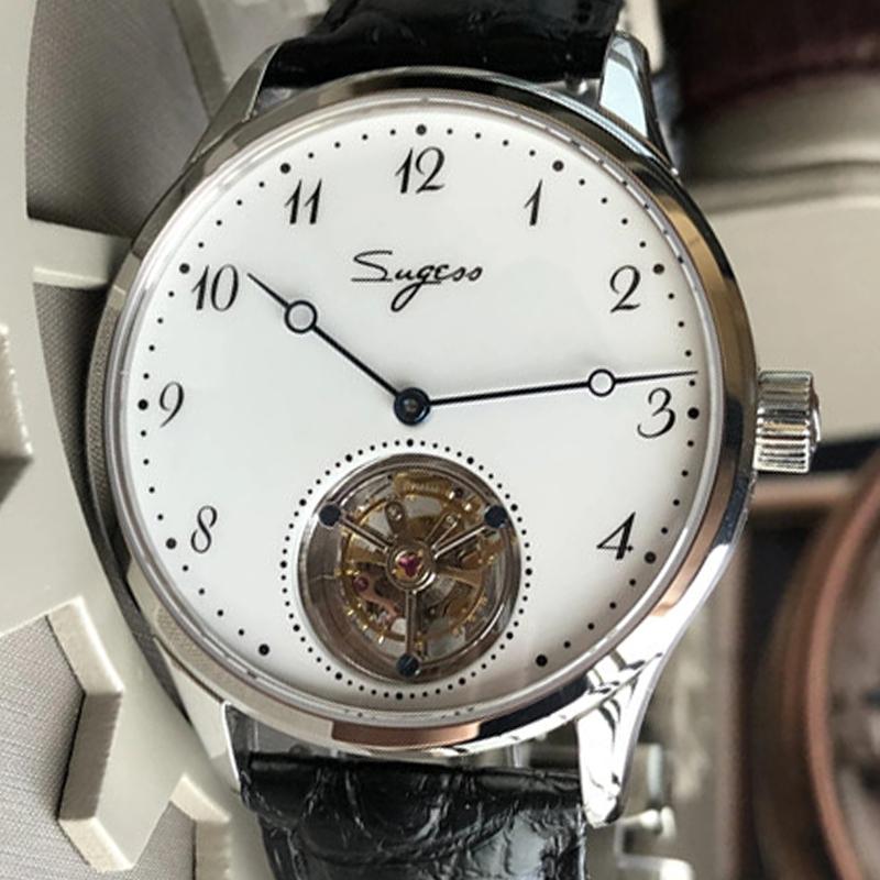 

Wristwatches Mechanical Watch Sugess Tourbillon Movement Seagull ST8230 For Men Waterproof Arabic Number Enamel Dial Leather Strap