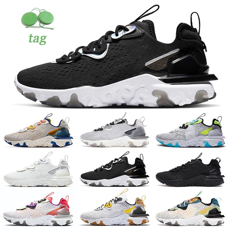 

High Quality React Vision Men Women Running Shoes Black White Iridescent Honeycomb Vast Grey Worldwide Light Orewood Brown Mens Trainers, Vision 36-45 black white
