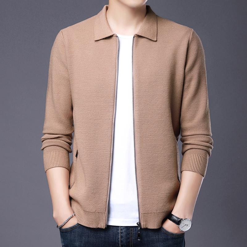 

Men's Sweaters Sweater Lapel Zipper Knitted Cardigan Autumn And Winter Foreign Casual Jacket, White;black
