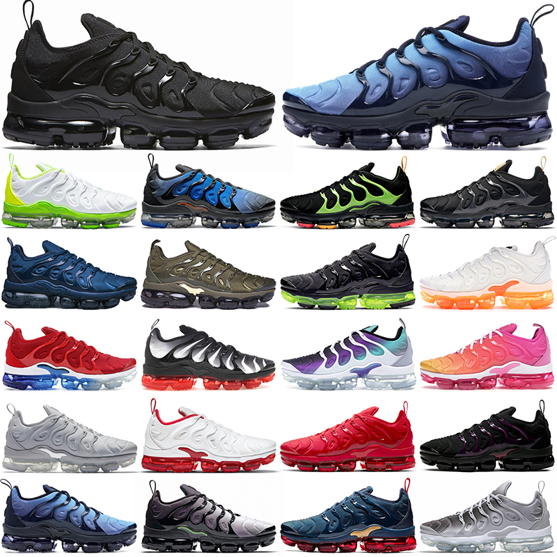 

fashion TN Plus Running Shoes Black White Volt Sunset Cherry All Red Cool Wolf Grey Neon Gree Olive Camo USA Dark Blue Fury Grape Mens Womens Outdoor Trainers Sneakers, 36-47 coquettish purple