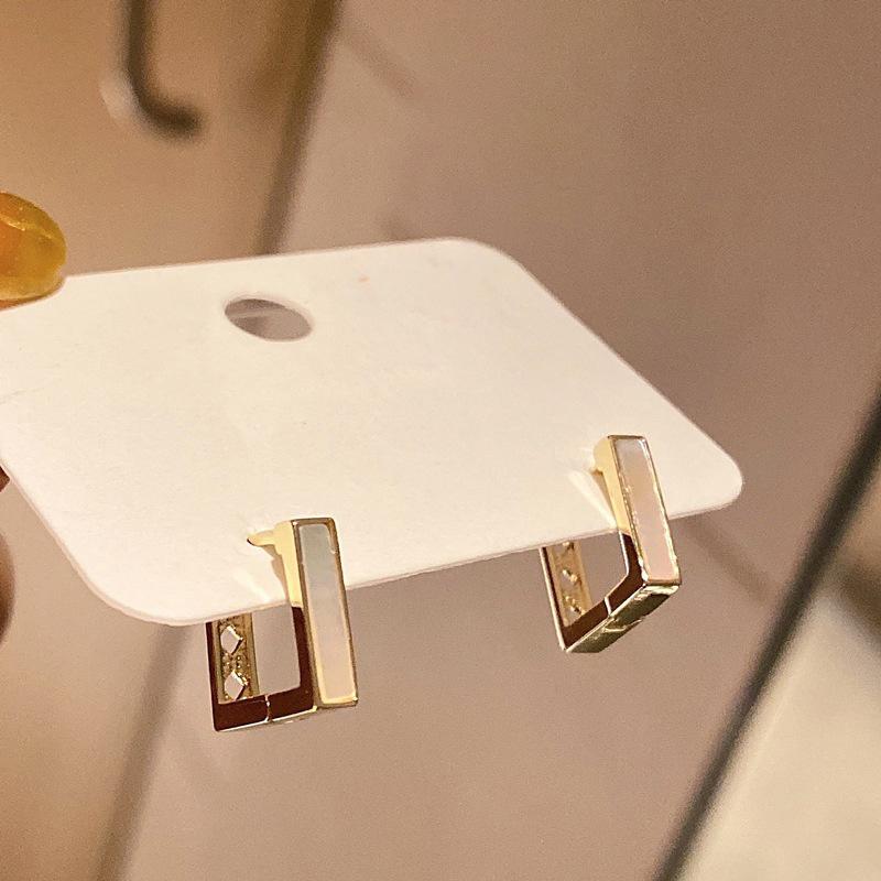 

Dangle & Chandelier The Luxury Inlaid Shell Geometric Square Metal Ear Buckle Party In 2021 Unusual Earrings For Woman Korean Simple Jewelry, Silver