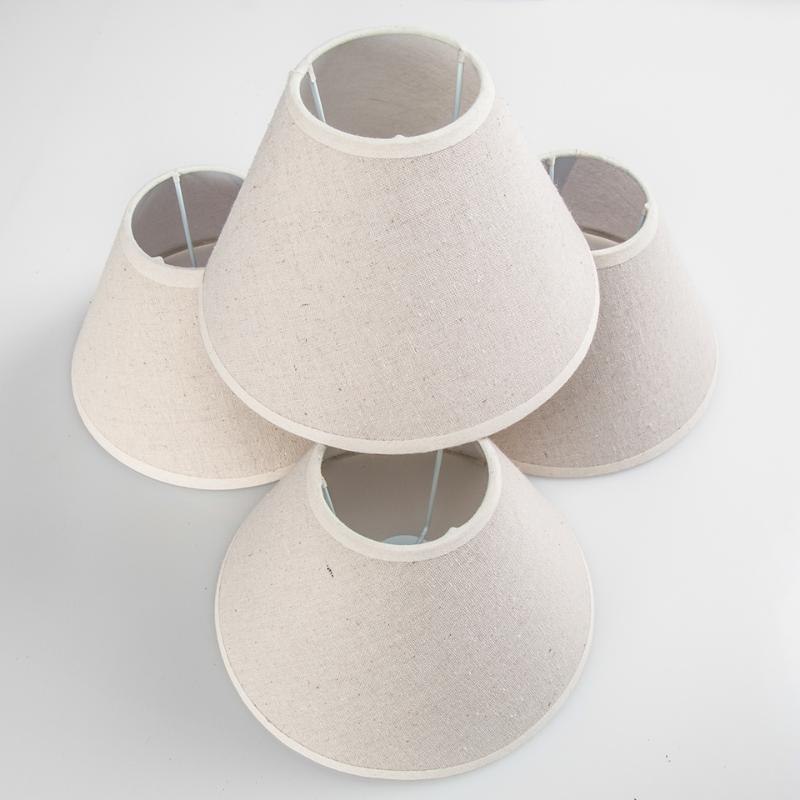

Lamp Covers & Shades E14 E12 Chandelier Shades, Hardback Candle Cotton Linen Lampshade, 8 Inch, Set Of 4