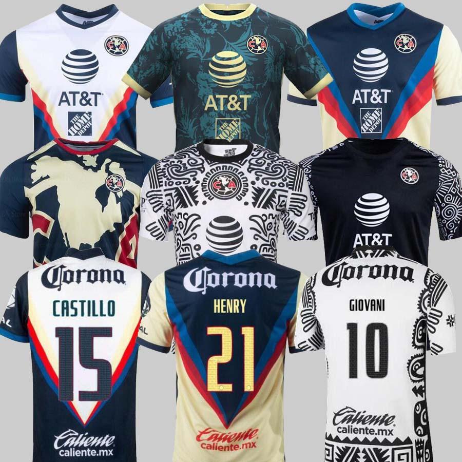 

liga mx 21 22 Club America Soccer Jerseys third HENRY 3rd GIOVANI CACERES B.VALDEZ 2021 HOME AWAY maillot MEN KIDS KIT Football training Shirts, Black;yellow