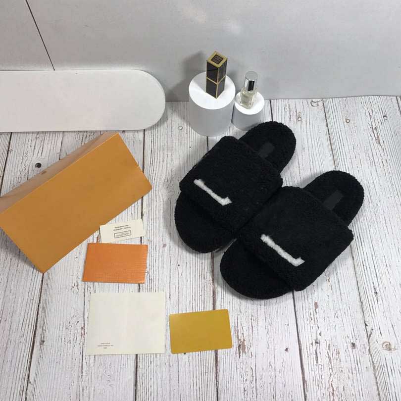 

2021Top Designer Ladies Winter Fur sandal slides shoe Women PASEO FLAT COMFORT Sandals Fashion Letters Floral Printed Wool Slippers with box size 35-42