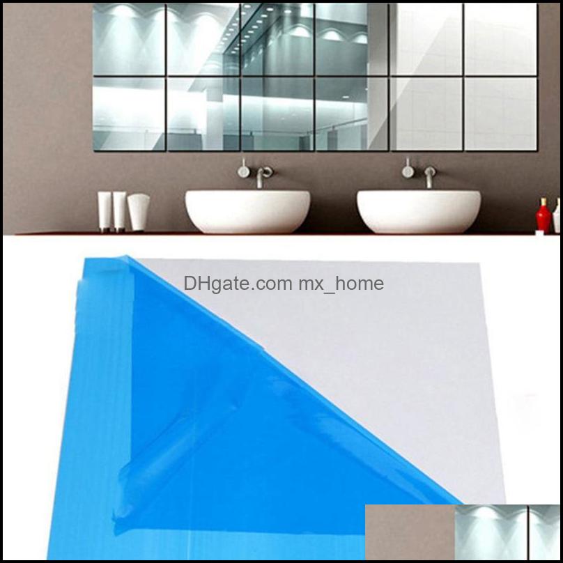 4-12pcs Mirror Wall Tiles Square 30/40/50cm Self Adhesive Glass Bathroom/Bedroom 