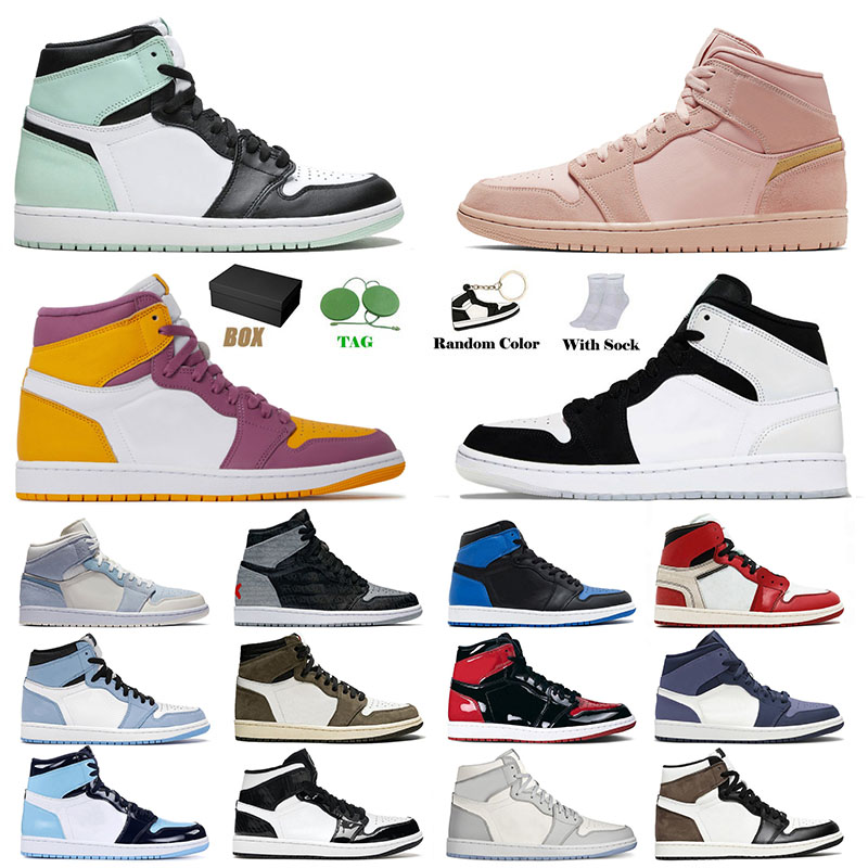 

aaa+ Quality Jumpman 1 1s Mens Womens Basketball Shoes Designer High OG Dark Mocha Bred Patent Heritage Mid Dutch Green Carbon Fiber Sports Sneakers Trainers Size 36-46, B39 36-46 panda