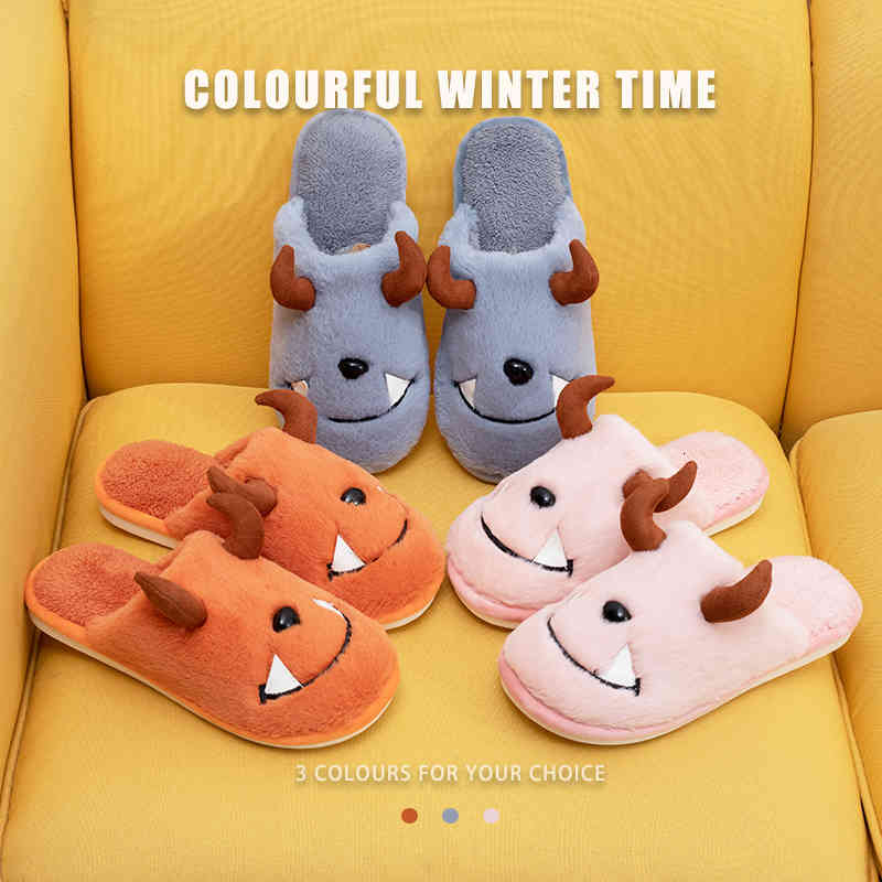 

Slippers Men Women Shoes Couple Slides Plush Fur Home Warm Indoor Funny Anime Men's Casual Flat Size 36-45 PN33, Gray