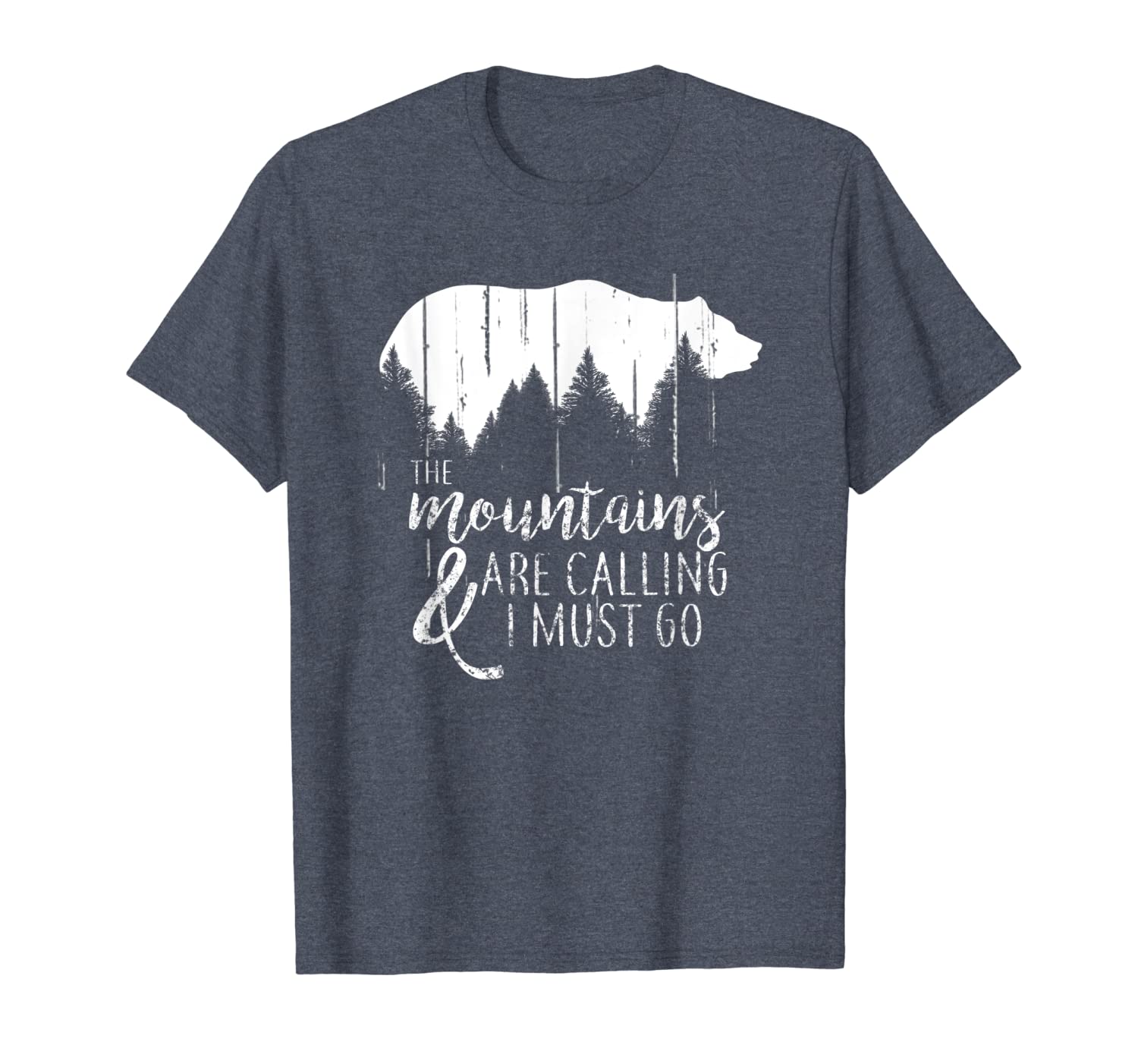 

the mountains are calling and i must go wild bear t-shirt, White;black