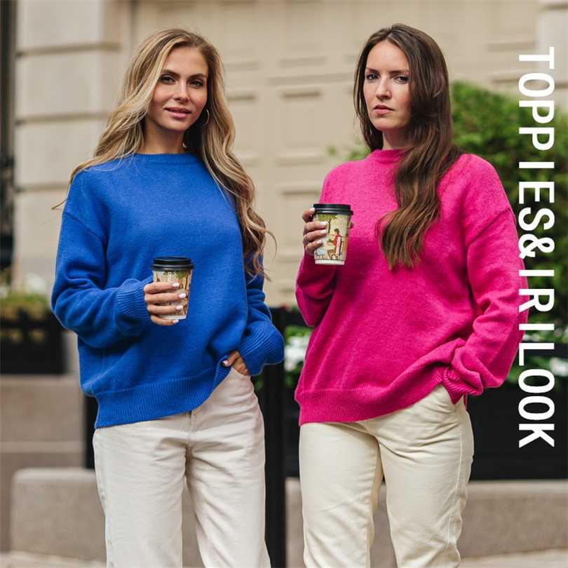 

Toppies Autumn Winter 15% Wool Sweater Solid Green Round Neck Soft Warm Knitted Tops 211018, Blue