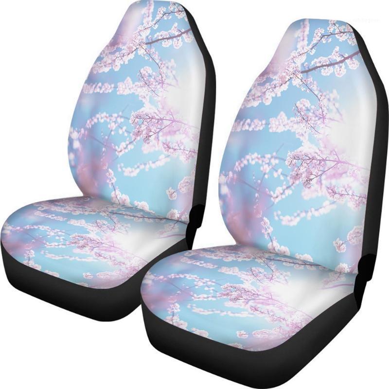

Car Seat Cover 2Pcs Cherry Blossoms Front Sheet Print Automotive Interior Decor Chair Covers