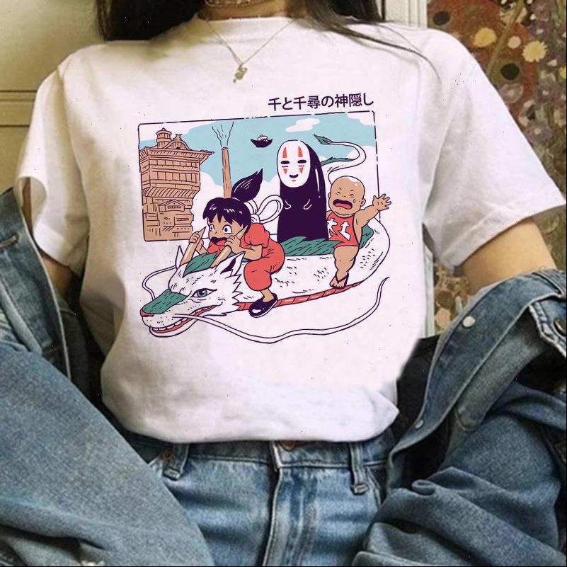 

womens t women shirt totoro harajuku ulzzang studio ghibli kawaii hayao miyazaki chihiro tee, White