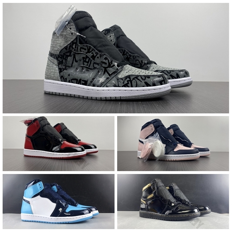 

1 1s high Basketball Shoes Rebellionaire Bred Patent Bubble Gum Atmosphere Blue Chill Black Gold Jumpman Trophy Room