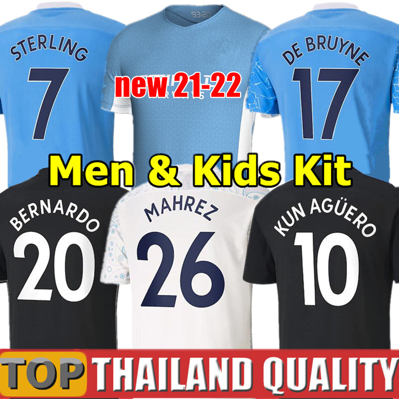 

Thai 2021 City Soccer jerseys 2022 Man STERLING DE BRUYNE KUN AGUERO 20 21 FODEN football shirt set tops Men Kids kit uniforms, 2020 3rd + patches - men