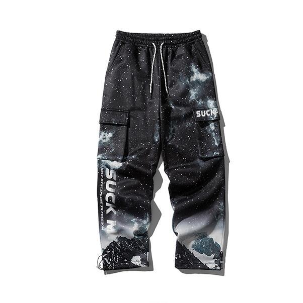 

Streetwear Pant Man Hip Hop Color Fleece Men Trousers Loose Oversized Joggers Pants Men, Black
