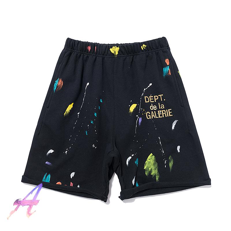 

Men's Shorts Gallery Dept Men Women High Quality Splattered Ink Graffiti Pants Oversize Casual Loose Sports, White;black