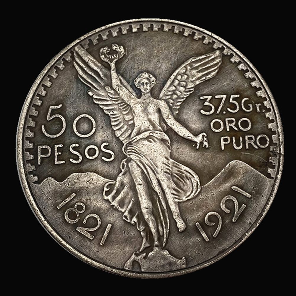 

50pcs Mexico 50 Peso Coin Gold/Silver 1821-1921 Arts Crafts Creative Souvenir Mexicanos Fifty Pesos 100th Anniversary Commemorative Coins 37*37*3mm DHL Delivery