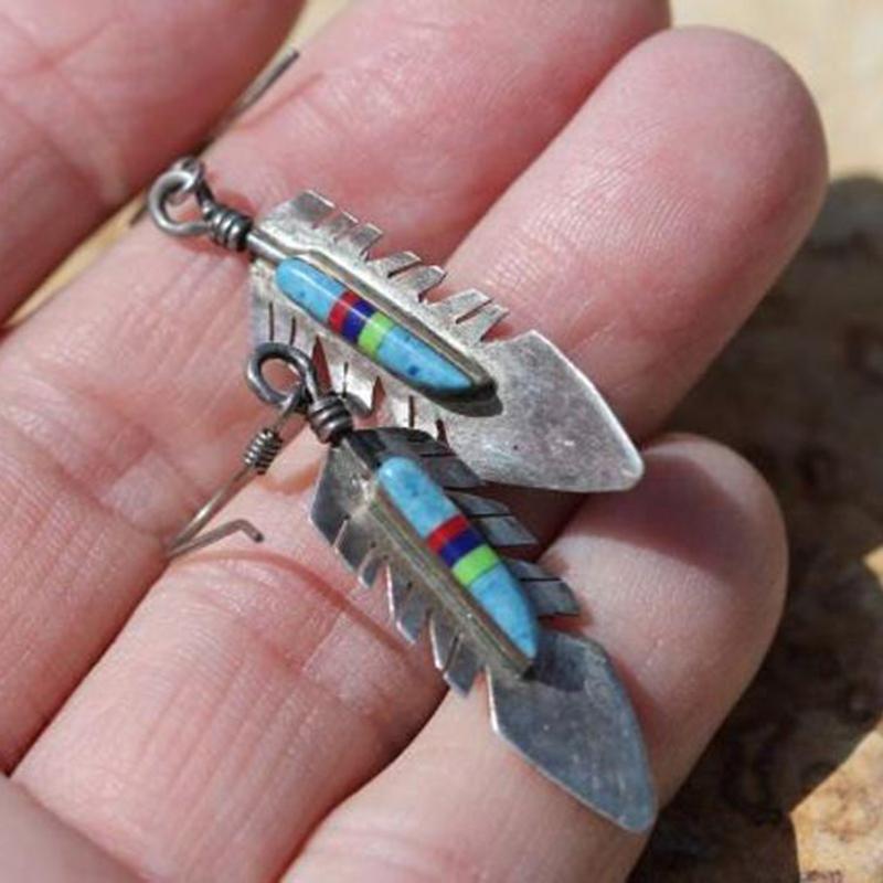 

Dangle & Chandelier Retro Bohemia Hook Earrings Ethnic Jewelry Style Ancient Silver Color Metal Feather For Women Party Gift