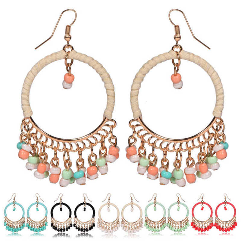 

earring rice bead mixed batch beads tassel earrings earrings 6703, Golden