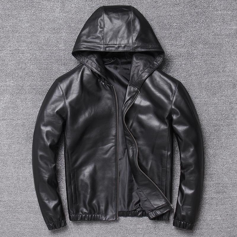 

Men's Leather & Faux Genuine Jacket Men Jaqueta Couro Homem Male Motorcycle Winter Jackets Mens 2021, Black