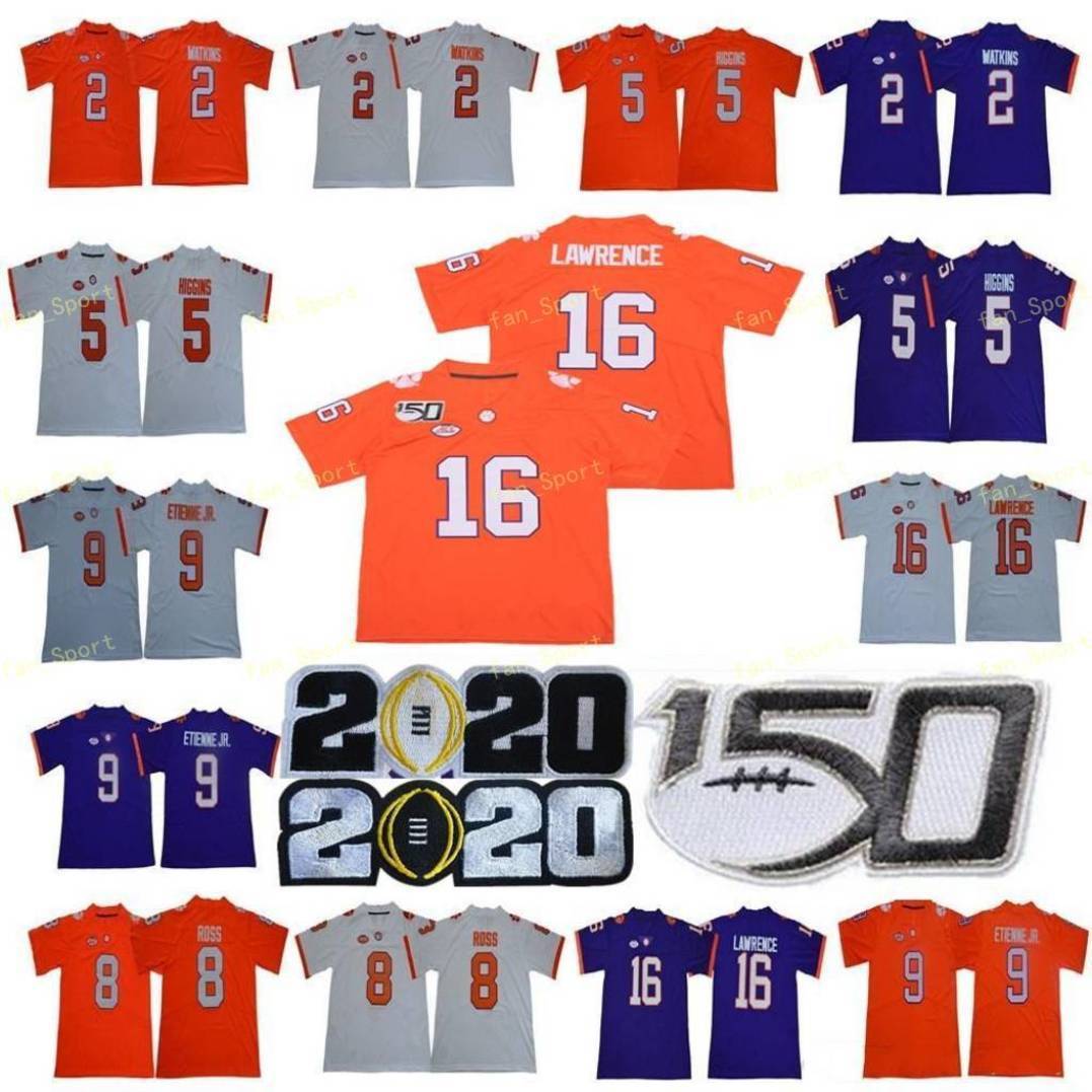 

Cheap 2020 Clemson Tigers 5 Tee Higgins 8 Justyn Ross 3 Xavier Thomas 150th 16 Trevor Lawrence 4 Deshaun Watson Purple White Orange Jersey, As