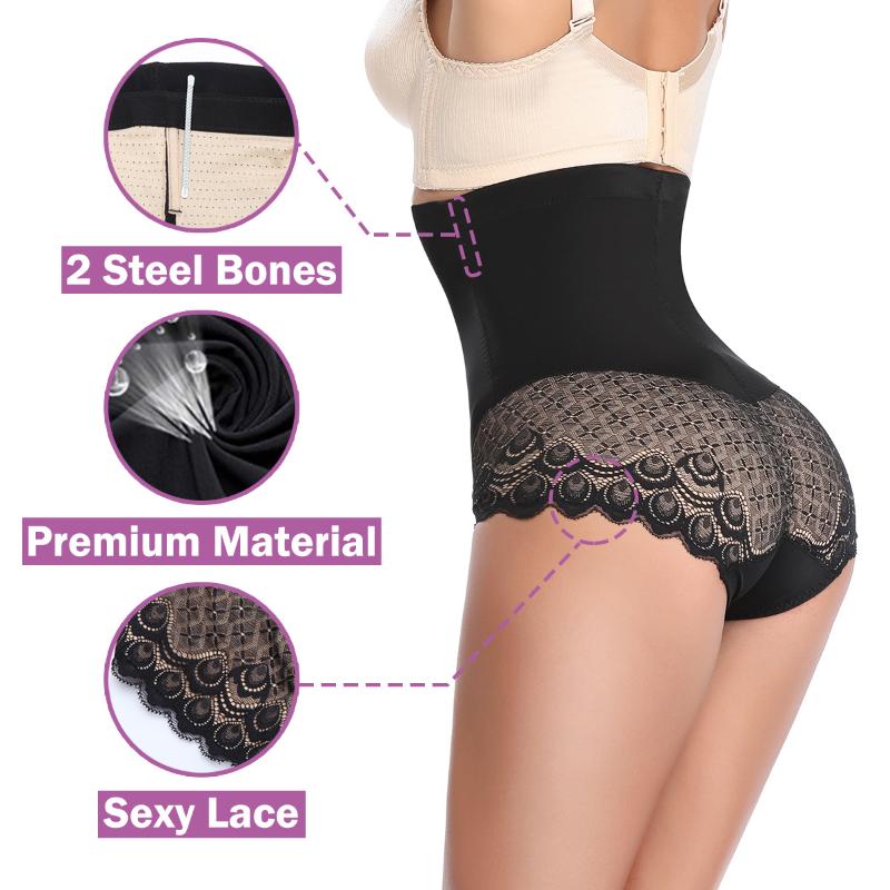 

Women' Shapers Seamless Women Sexy Lace BuLifter Slimming High Waist Pantie Shapewear Tummy Corset Underwear Control Knickers, Beige