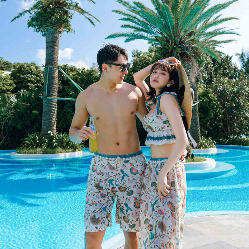 Couple 2021 Female Suit Bikini Three Piece Beach Pants Spring Swimsuit-image-678444303
