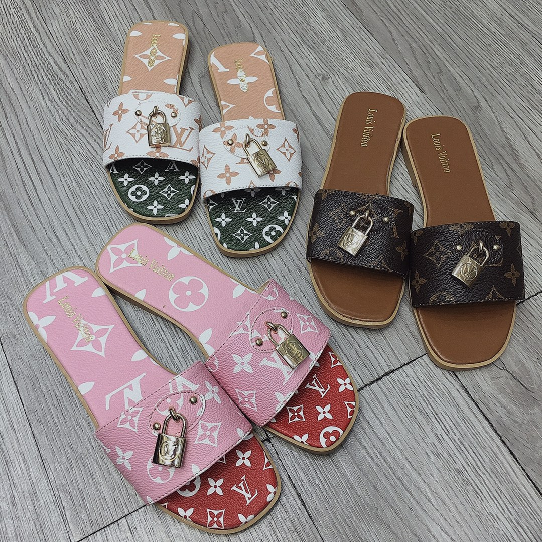 

86-89 Women Sandals Shoes Summer Fashion Flat Sandals Slipper Flip Flop new LV LOUIS SHOES VITTON Ysl women MK, Black