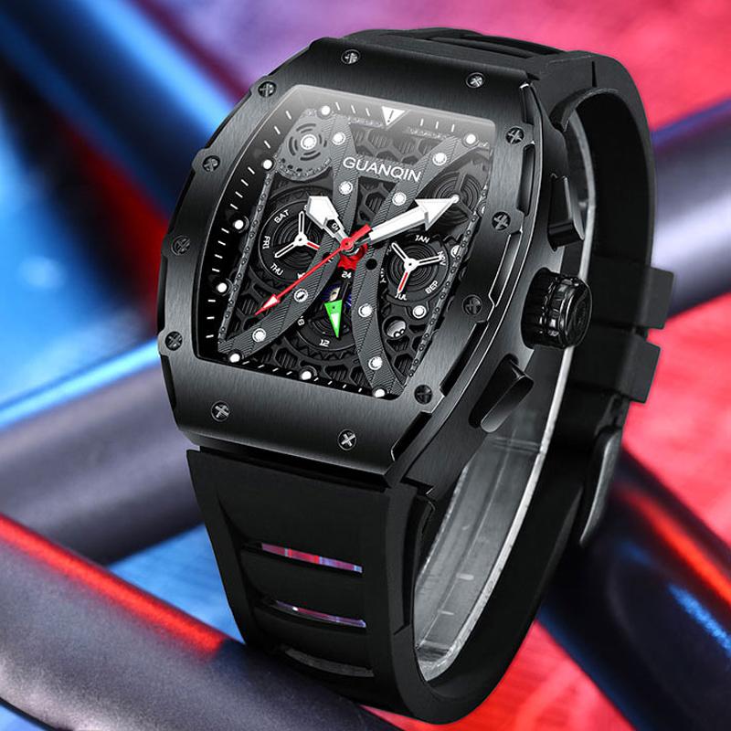 

Wristwatches GUANQIN Automatic Watch Men Sport Watches Mens 2021 Sapphire Waterproof Barrel Shape Luminous Date Day Month Moon Phase Display, Bbb