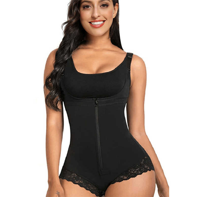 

Fajas Colombianas Reductora Bodyshaper Butt Lifter Shapewear Tummy Control Waist Trainer Bodysuit Adjustable Straps, Black fn20203