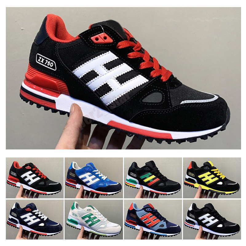 

2021 Originals Zx750 Sports Shoes Fashion Suede Patchwork Athletic Wholesale zx 750 Breathable Comfortable Trainers, Black