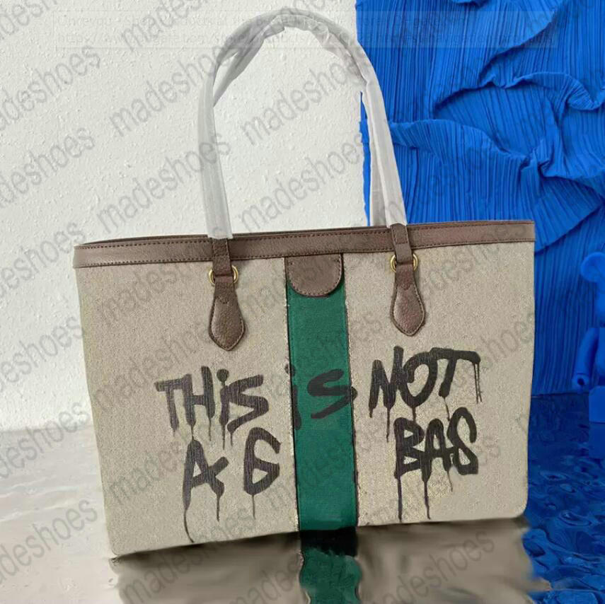 

Women's HACKER Web Graffiti Medium Ophidia Tote Beige Bag Grained Calfskin Shoulder Bags Designer Luxurys Womens Vintage Business Handle Bag Cross Body