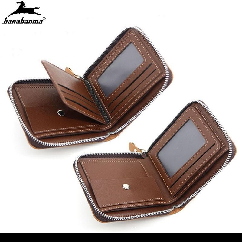 

Fashion Zipper Men's Wallet Small Short Holder For Male Vintage Mini Man Purse With Coin Pocket Carteira Portfel Wallets, Black