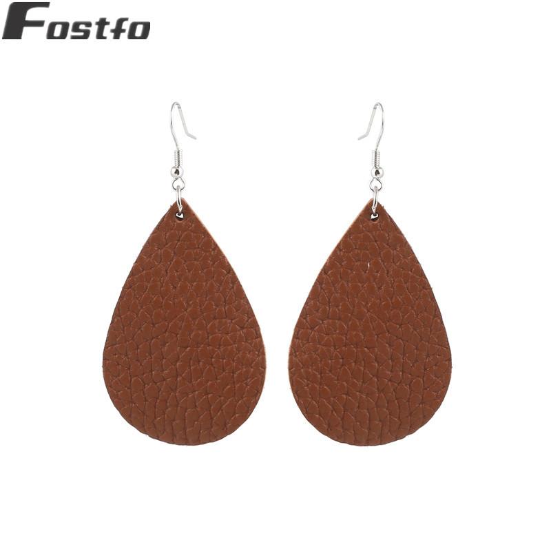 

Dangle & Chandelier Fostfo 2021 Fashion Water Drop Leather Earrings For Women Bohemian PU Leaf Teardrop Statement Jewelry