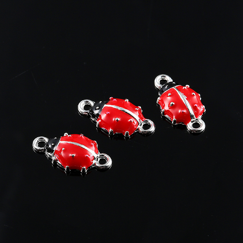 

Handmade Holiday Gift Handiwork Black Red Enamel Ladybird Charm for DIY Jewelry 200PCS Wholesale