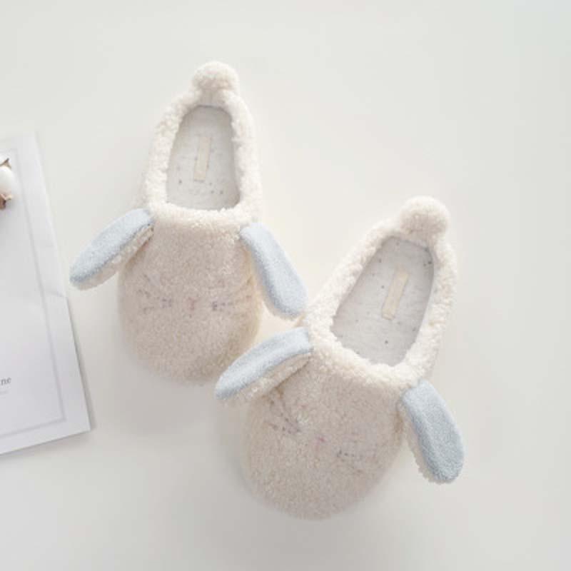 

Winter Big-eared Warm Home Cotton Slippers Indoor Non-slip Lining And Breathable, Beige