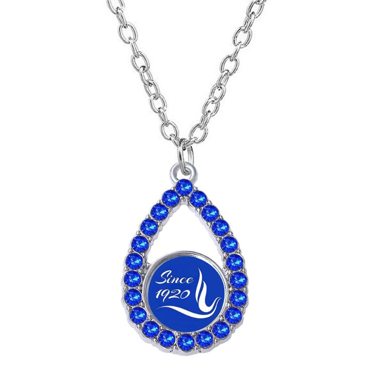 

Pendant Necklaces Exquisite Rhinestone Crystal Inlaid Metal Necklace Greek Society Sorority ZETA PHI BETA Since 1920 Label Charm, Silver