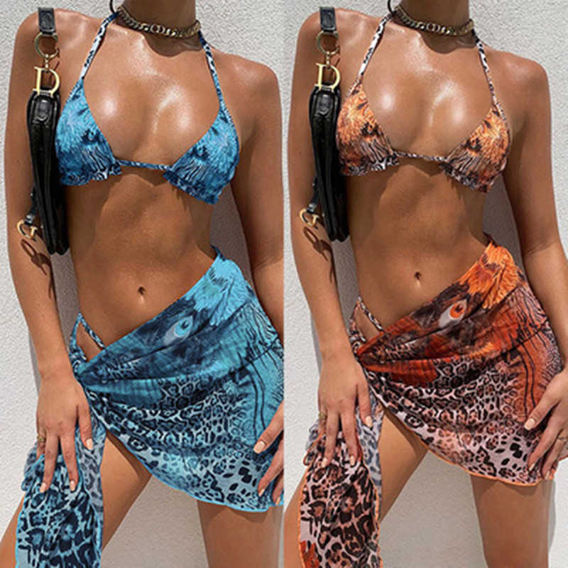 

Leopard Bikini Swimsuit Women Mesh Sexy High Cut Micro Thong Bikinis Set Swimwear Female Bathing Suit 3 Piece Set Swimsuits 210604, Blue