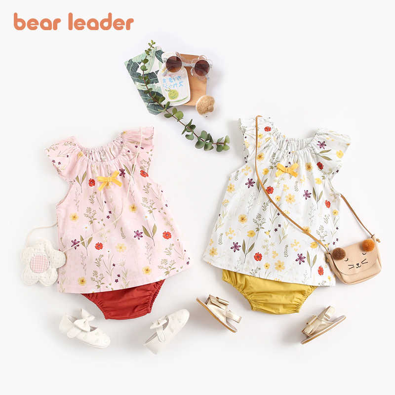 

Bear Leader born Baby Casual Clothes Fashion Girls Floral Cute Vest Shorts Outfits Infant Bow Summer Clothing Sets 0-2Y 210708, Ah2182white