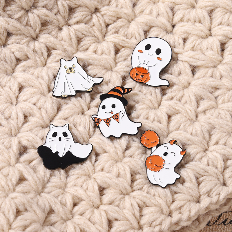 

European Ghost Series Pumpkin Model Brooches Cartoon Halloween Party Alloy Enamel Lapel Pins Unisex Festival Backpack Hat Clothes Badge Jewelry Accessories