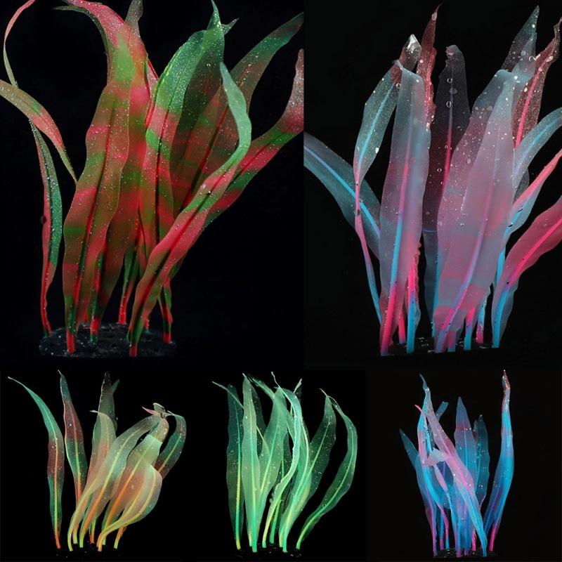 

Decorations 10 Inch Seaweed Decorative Soft Artificial Silicone Kelp Ornament Glowing Effect Fish Tank Aquarium Landscaping Decor