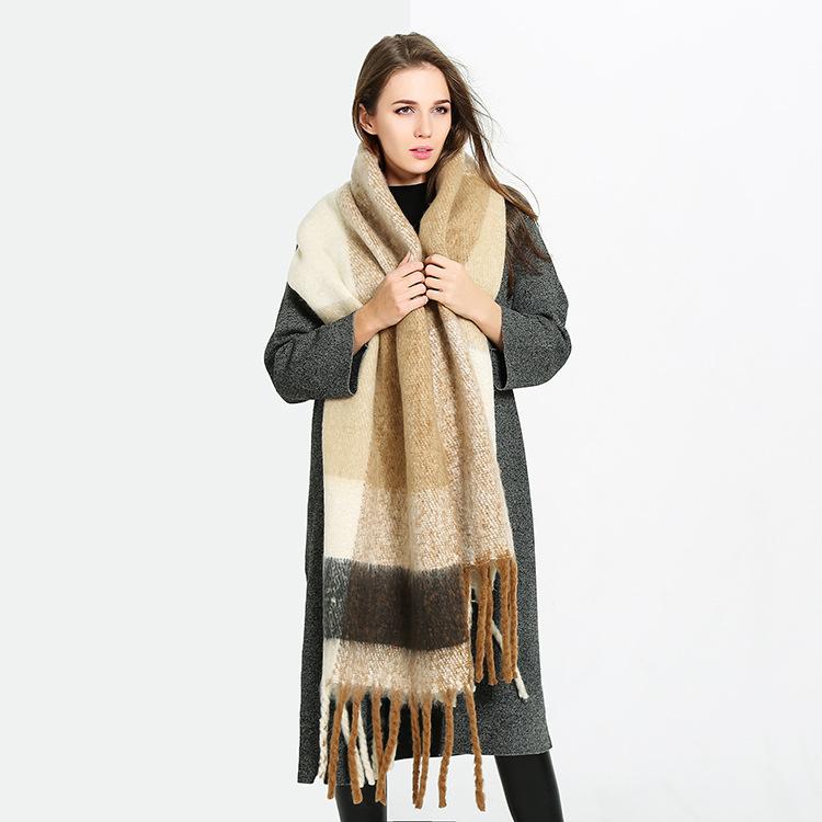 

Scarves Style Autumn And Winter Western Contrasting Color Da Liu Su Scarf Striped Panel Thick Warm Fashion Women's Scarv