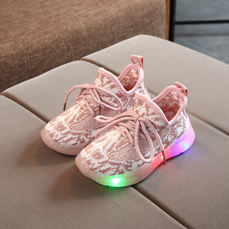 

Size 21-30 Baby Toddler Shoes Unisex Glowing Casual Sneakers Children Led Light Up Sneakers Children Running Shoes with Lights, Black